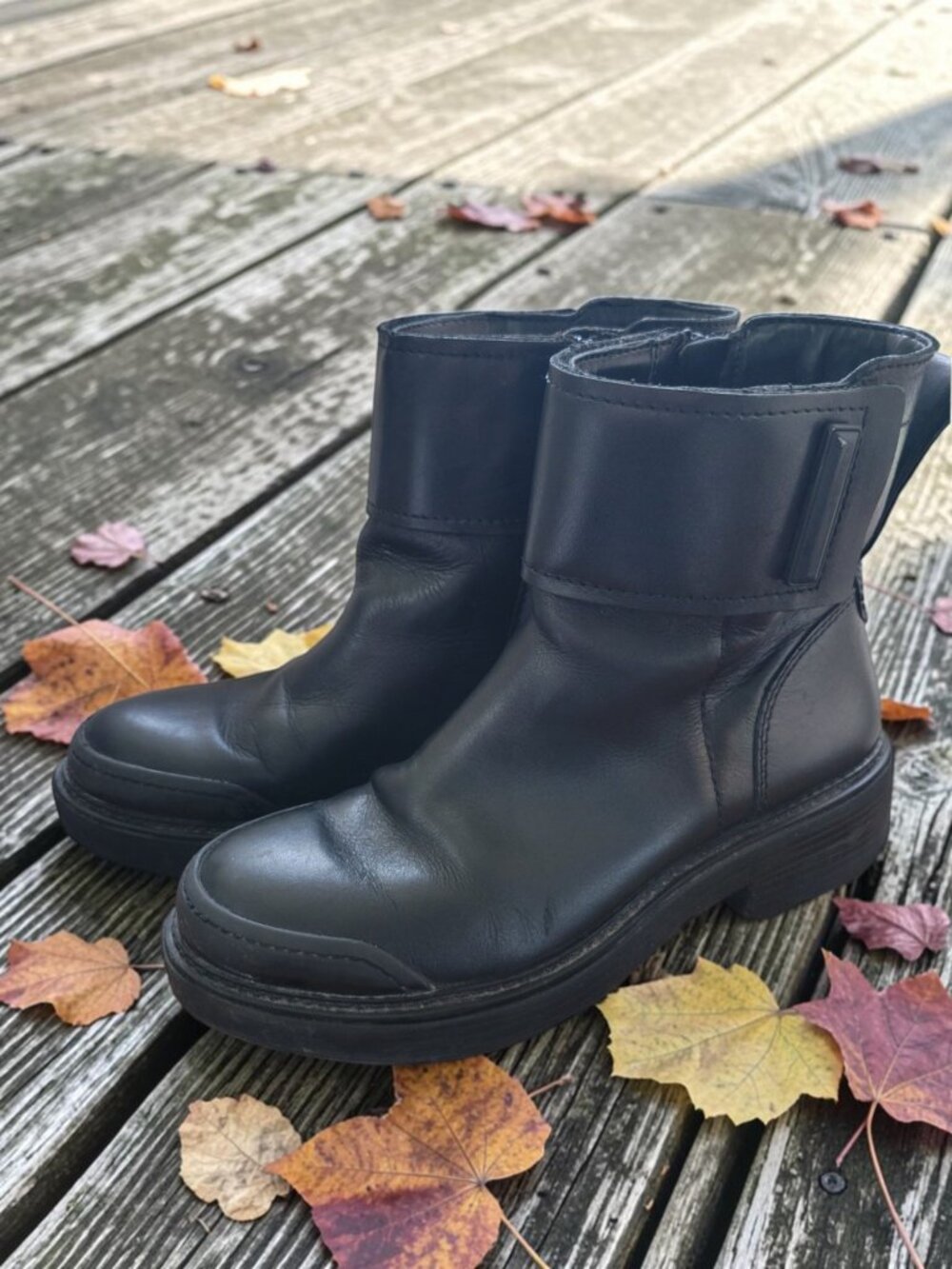 Franco Sarto Karrie Black Leather Moto Combat Ankle Boots moto combat Sz 8